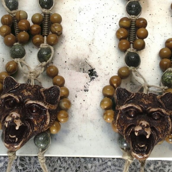 NEW Wolves & Stone Beaded Barefoot Sandals. Beach or bellydance foot jewelry. - Picture 4 of 6